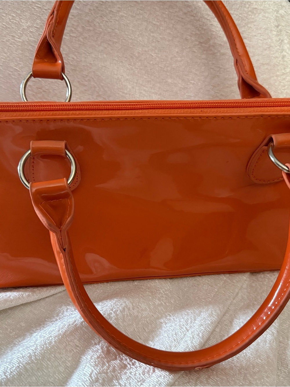 Glossy Orange Patent Wine Clutch Bag